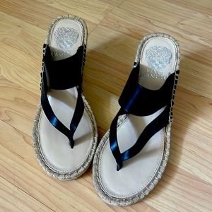 Wedge heels size 6.5 3inch heel black with jute heels very good shape worn once